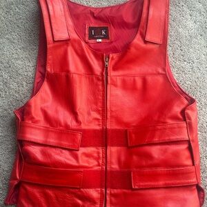 Red Leather Vest by IK Collection